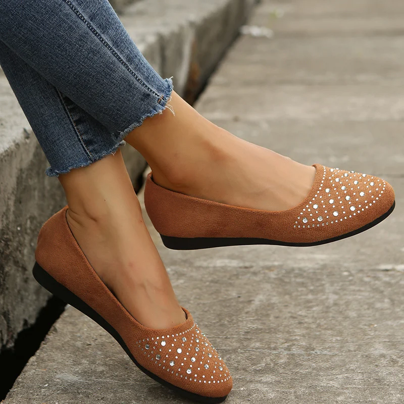 Women's Flats Shoes With Rhinestones Casual Round Toe Loafers Cozy Shoes - imagine 4