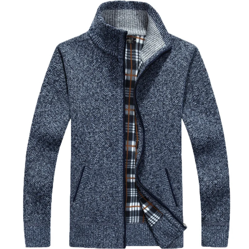 Men's Fleece-Lined Zipper Cardigan – Thick Warm Winter Sweater Jacket - Image 8