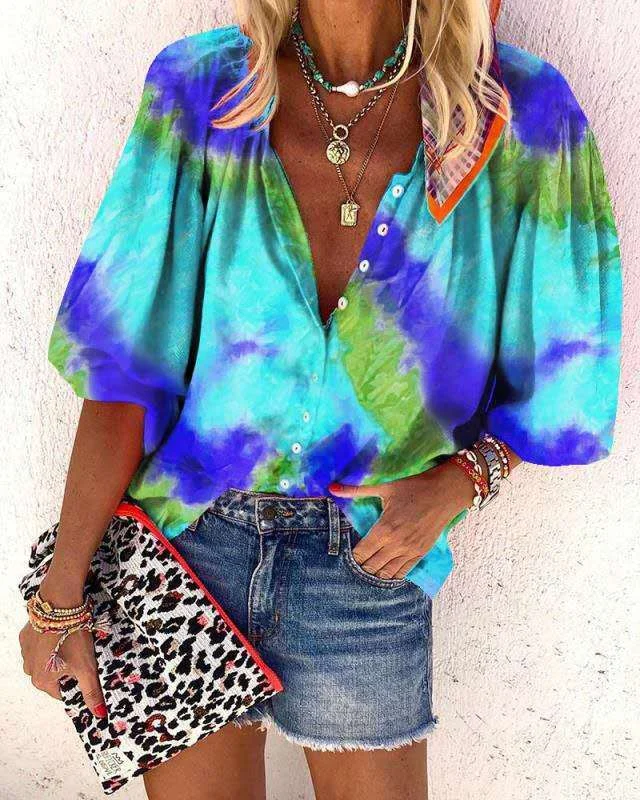 Women's V-neck button ladies shirt - Image 5
