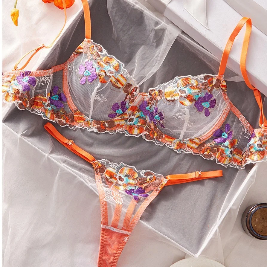 Women's Mesh Embroidered Sexy Lingerie Set - Image 5