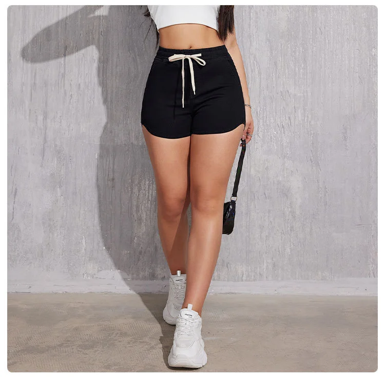 Women's Plus Size A- Line Drawstring Denim Shorts - Image 9