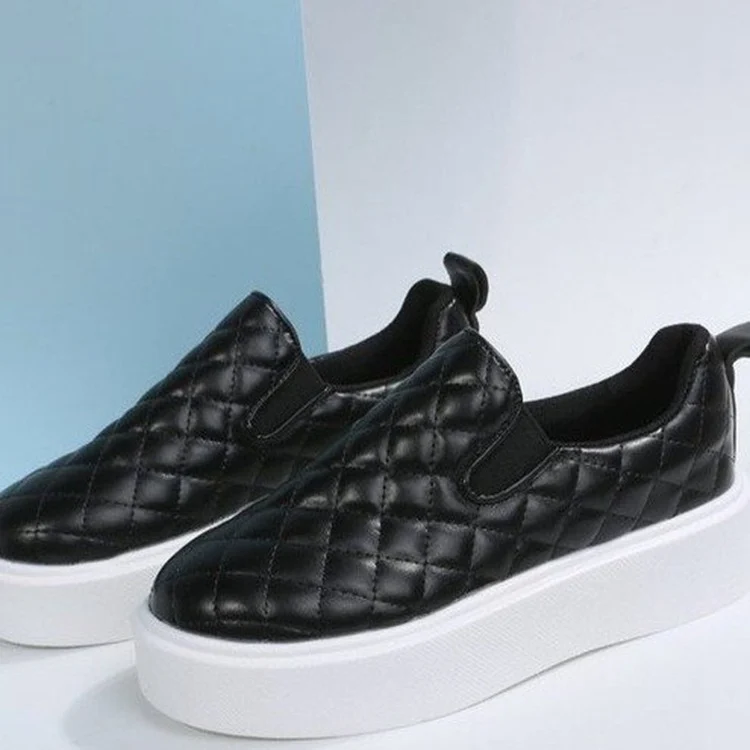 Women's Ins Plaid Flat Shoes Platform Leather Shoes - Image 4