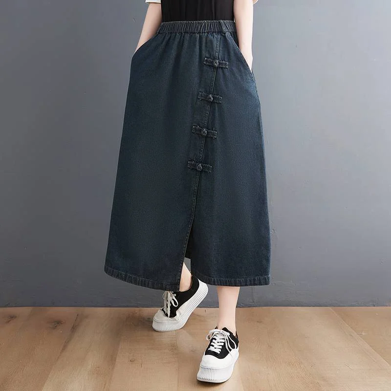 Artistic Retro Denim Skirt For Women - Image 4
