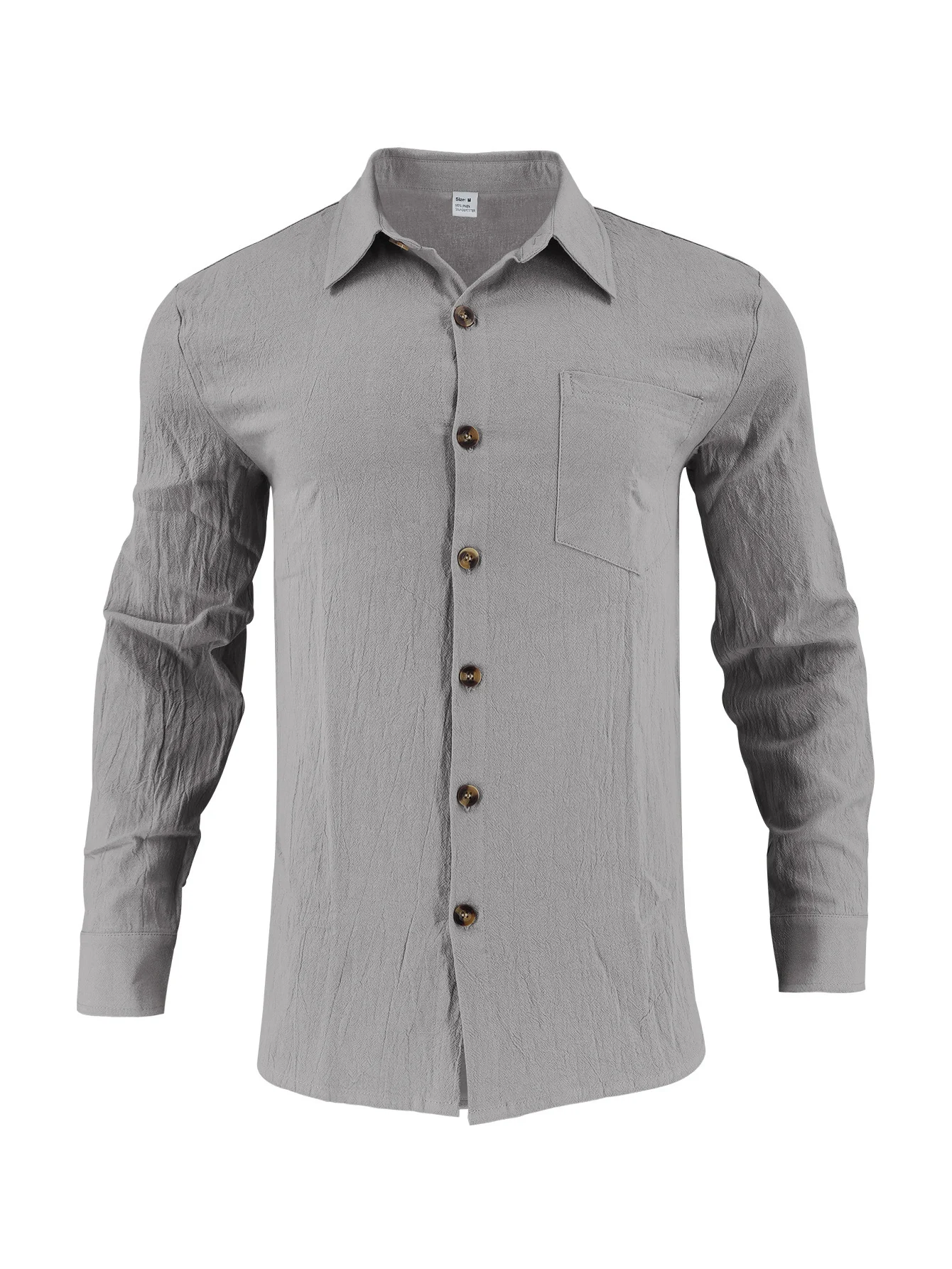 Men's Cotton Linen Double Pocket Shirt - imagine 5