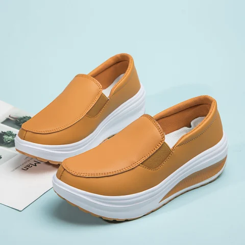 Women's Platform Loafers Chunky Heel Flat Shoes Walking Sneakers