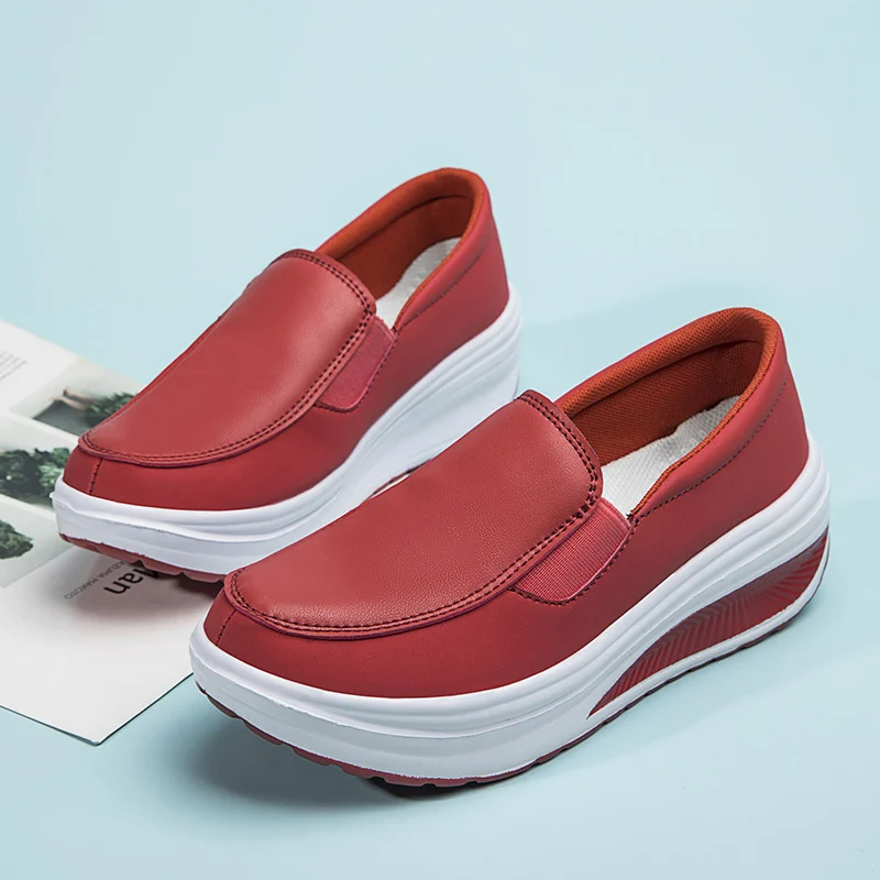 Women's Platform Loafers Chunky Heel Flat Shoes Walking Sneakers - imagine 2