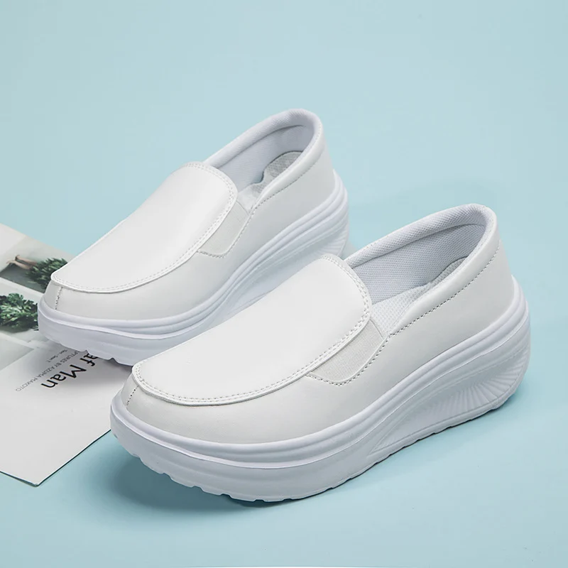 Women's Platform Loafers Chunky Heel Flat Shoes Walking Sneakers - imagine 4