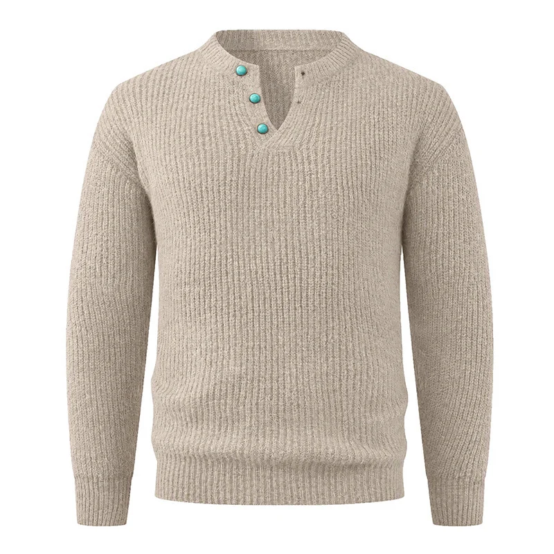 Men's Solid-Color V-Neck Pullover Sweater - Classic Casual Knit Jumper - Neyvella - Image 2